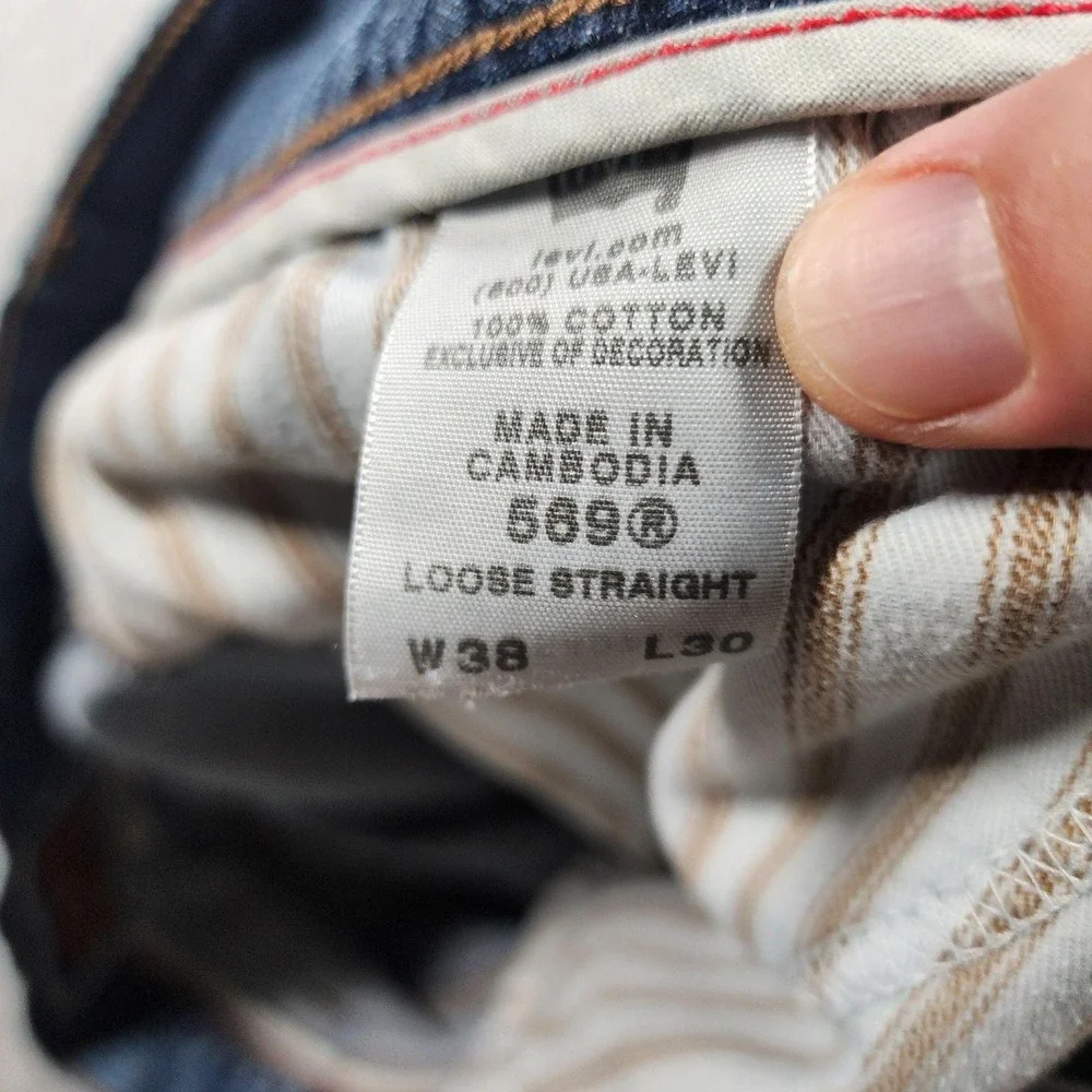 Levis 569 Jeans Mens 38x30 (Fits 36x29) Medium Wash Relaxed Straight Fit Denim